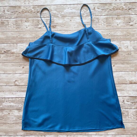 Ann Taylor Cami Top Bright Blue Flounced Ruffle Spaghetti Strap Size XS New - Picture 6 of 12